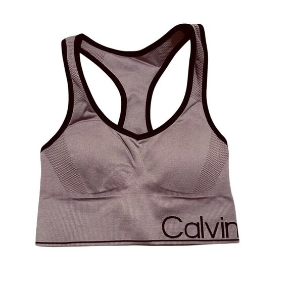 Calvin Klein Womens Size XS Mauve Racerback Wireless Sports Bra NWT - Picture 2 of 5